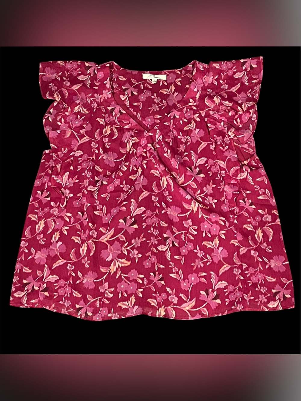 Women’s Les Serein Size L Pink Floral Sleeveless Top
